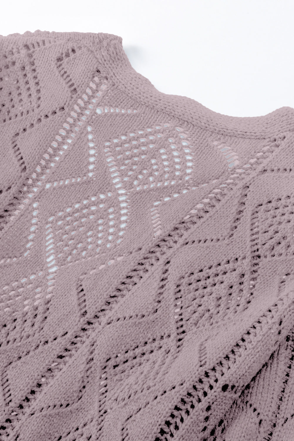 Purple Hollow-out Openwork Knit Cardigan Cardigans JT's Designer Fashion