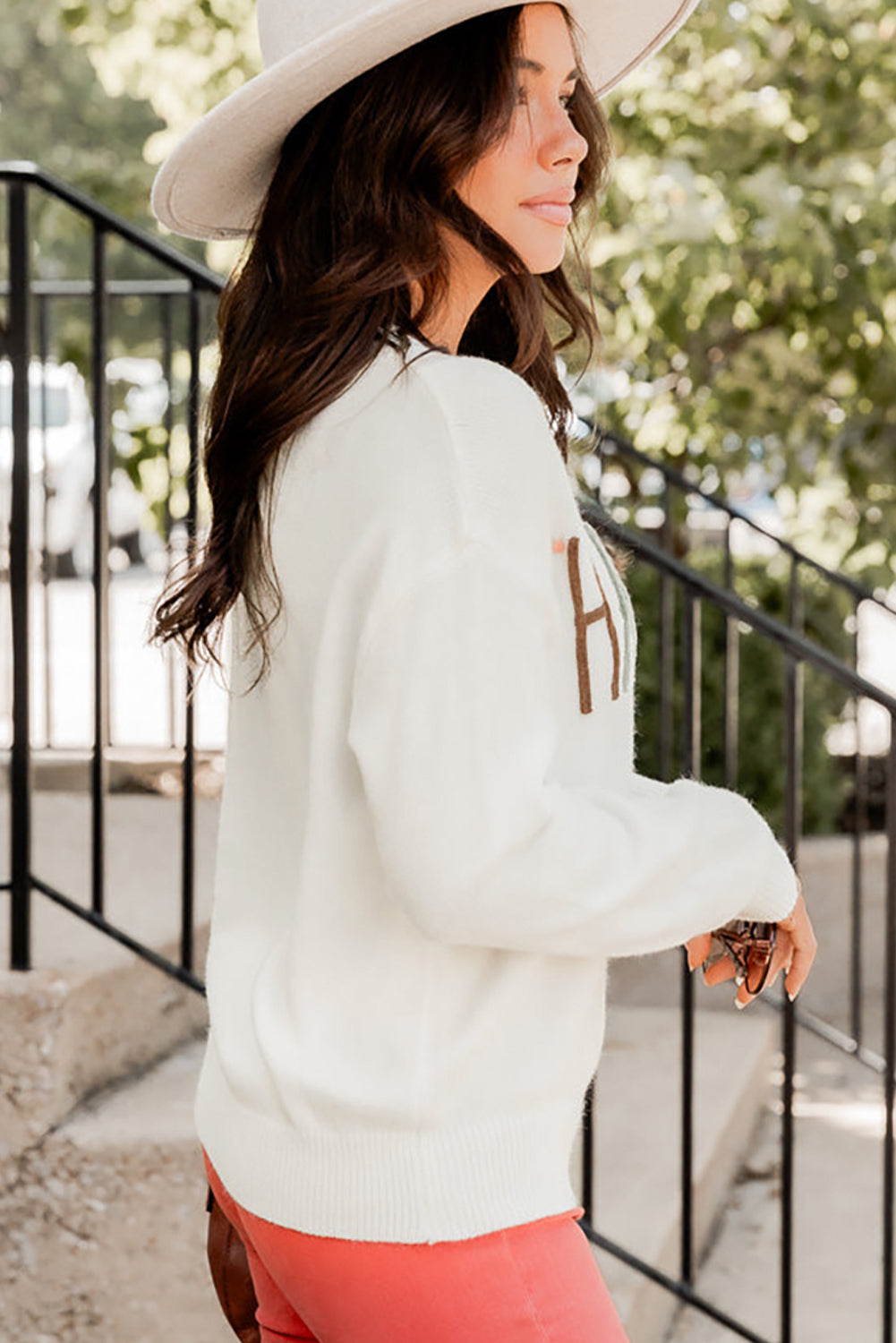 White Thankful Ivory Embroidered Sweater Sweaters JT's Designer Fashion