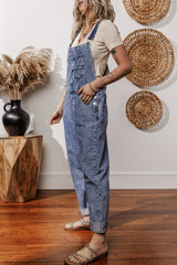 Sail Blue Denim Bib Straight Leg Jumpsuit with Pockets Jumpsuits & Rompers JT's Designer Fashion