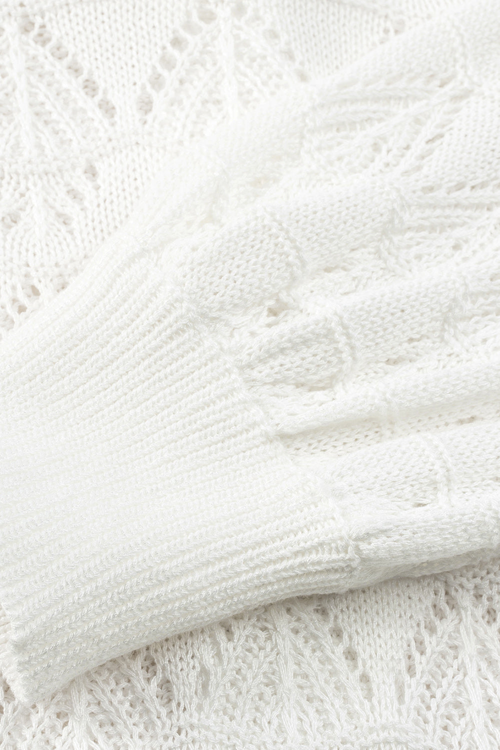 White Lightweight Buttoned Front Crochet Cardigan Cardigans JT's Designer Fashion