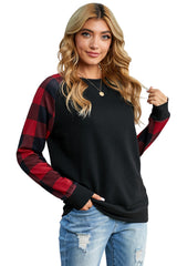 Black Buffalo Plaid Long Sleeve Sweatshirt Sweatshirts & Hoodies JT's Designer Fashion