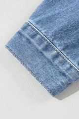 Wild Wind Washed Oversize Pocketed Denim Jacket Denim Jackets JT's Designer Fashion