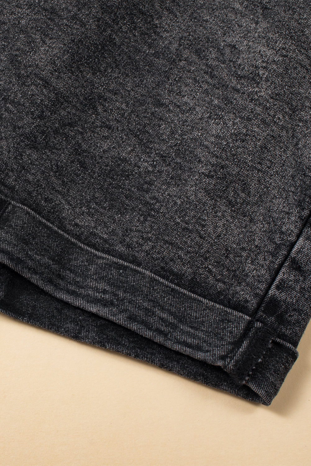 Black Vintage Washed Frilled High Waist Denim Shorts Denim Shorts JT's Designer Fashion