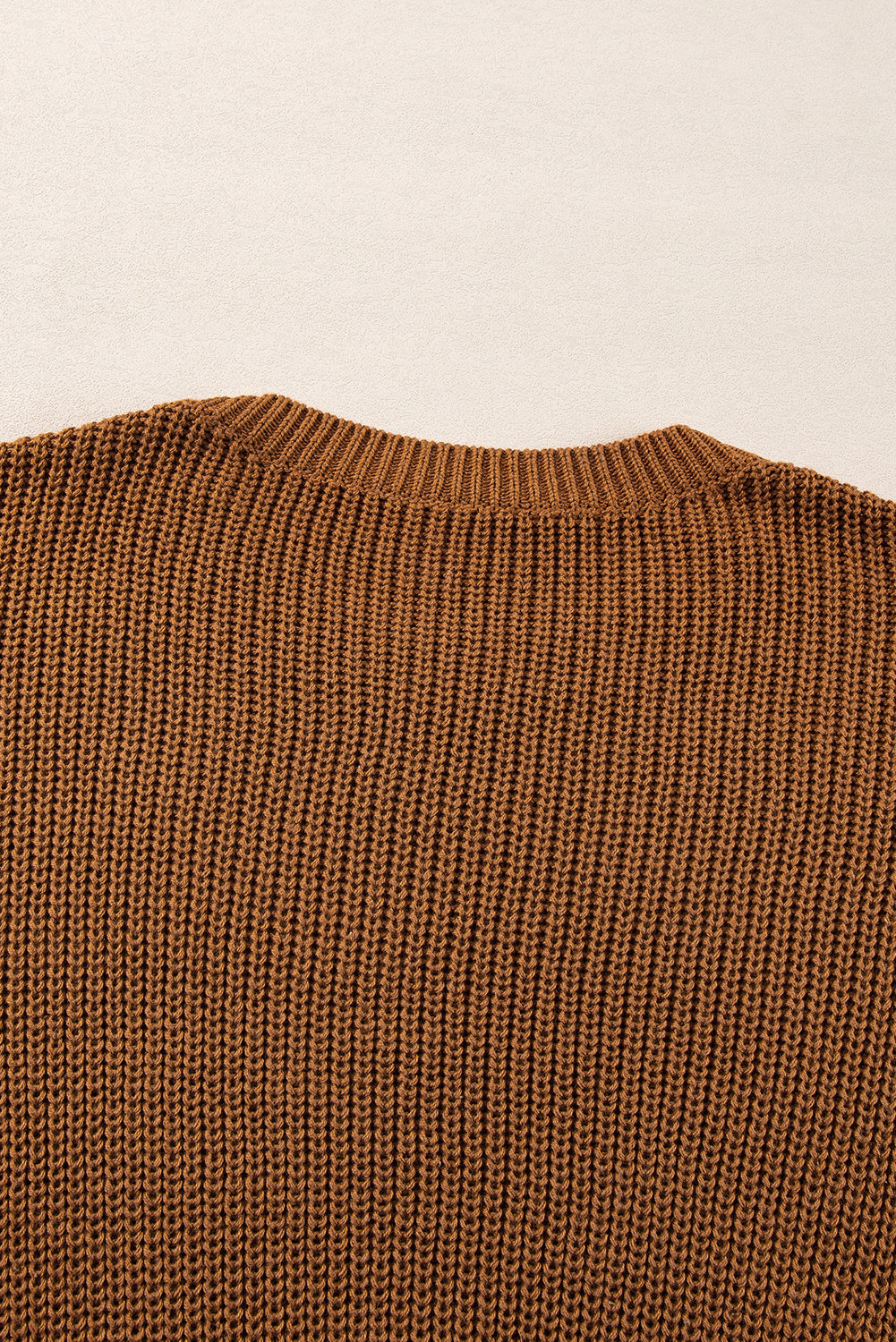 Chestnut Beaded Drop Shoulder Round Neck Sweater Sweaters JT's Designer Fashion
