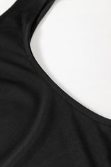 Black Sleeveless Scoop Neck Flared Split Midi Dress Midi Dresses JT's Designer Fashion