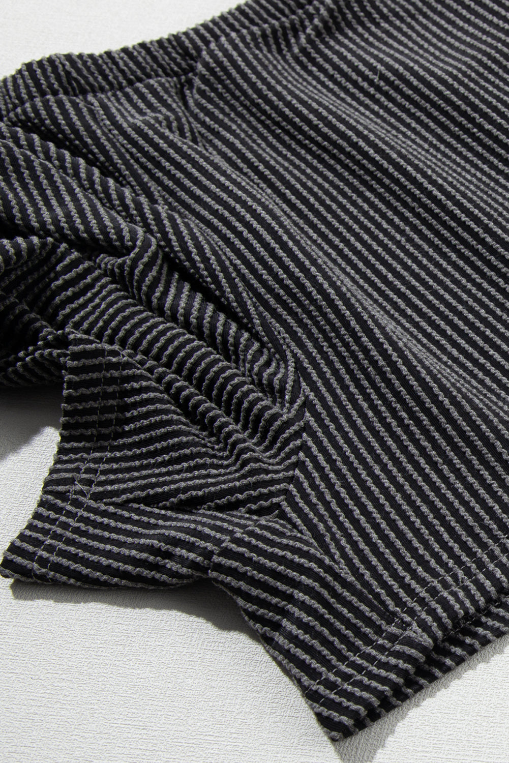 Carbon Grey Ribbed Textured Knit Loose Fit Tee and Shorts Set Short Sets JT's Designer Fashion