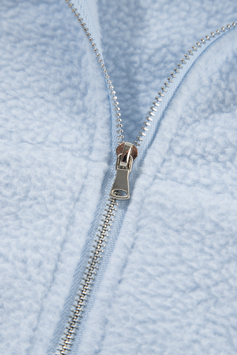 Beau Blue Cropped Sherpa Zip Up Hoodie Sweatshirts & Hoodies JT's Designer Fashion