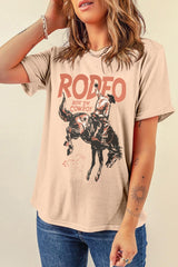 Khaki RODEO Cowboy Graphic Crewneck T Shirt Graphic Tees JT's Designer Fashion