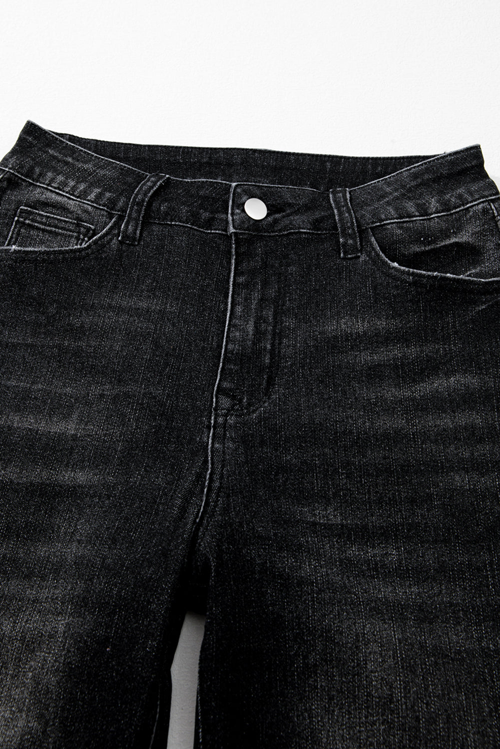 Carbon Grey Mineral Wash Raw Hem High Waist Flared Jeans Jeans JT's Designer Fashion