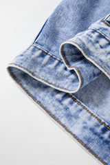 Beau Blue Vintage Washed Flap Pockets Denim Jacket Denim Jackets JT's Designer Fashion