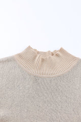 Khaki Leopard High Neck Side Slit Oversized Sweater Sweaters & Cardigans JT's Designer Fashion
