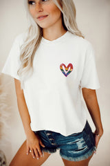 White ALL FOR LOVE AND LOVE FOR ALL Letter Graphic T Shirt Graphic Tees JT's Designer Fashion