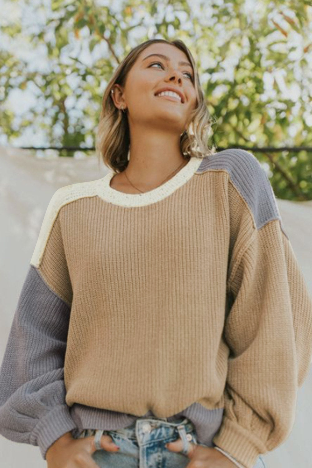 Multicolor Color Block Patchwork Baggy Sweater Sweaters & Cardigans JT's Designer Fashion