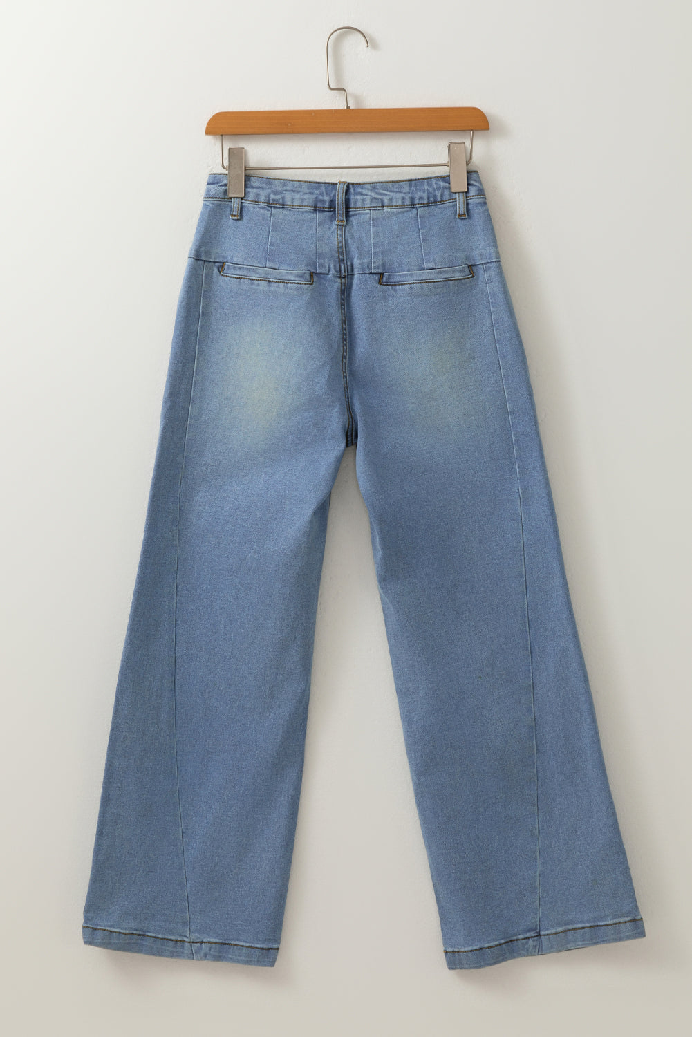 Ashleigh Blue Washed Pleated Detail Wide Leg Jeans Jeans JT's Designer Fashion