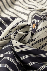 Black Stripe 2-tone Patchwork Half Buttons Chest Pockets Casual Blouse Blouses & Shirts JT's Designer Fashion