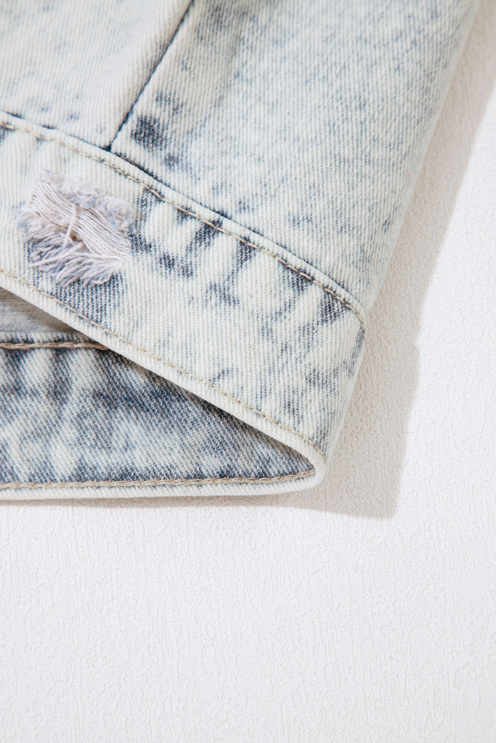 Beau Blue Light Wash Buttoned Chest Pocket Puff Sleeve Denim Jacket Denim Jackets JT's Designer Fashion