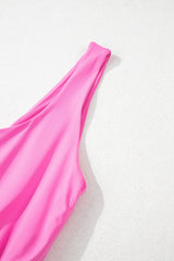 Sachet Pink Plain Sleeveless Loop Drawstring Cinched Waist Romper Jumpsuits & Rompers JT's Designer Fashion