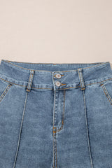 Dusk Blue 2 Button High Waist Piping Trim Bootcut Jeans Jeans JT's Designer Fashion