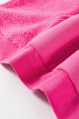 Pitaya Pink Mineral Wash Terry Patchwork Drawstring Hoodie Sweatshirts & Hoodies JT's Designer Fashion