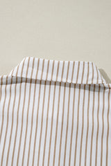 Khaki Stripe Long Sleeve Button Up Mini Shirt Dress Mini Dresses JT's Designer Fashion