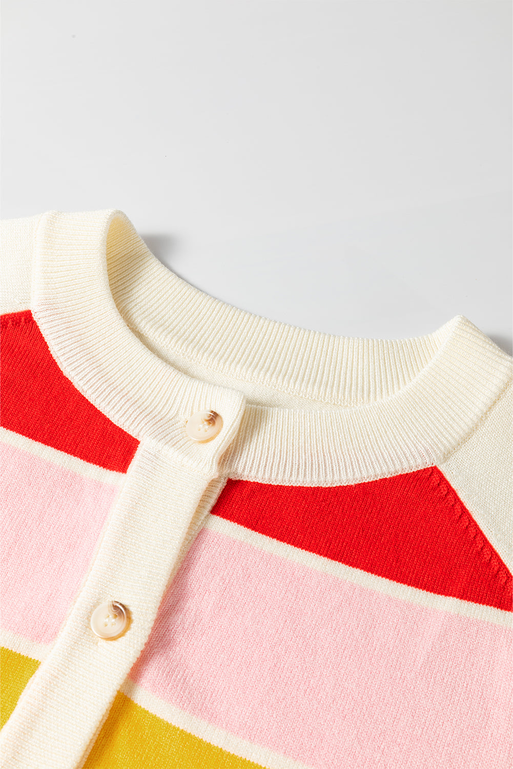 White Stripe Colorful Pattern Button Front Sweater Cardigan Cardigans JT's Designer Fashion