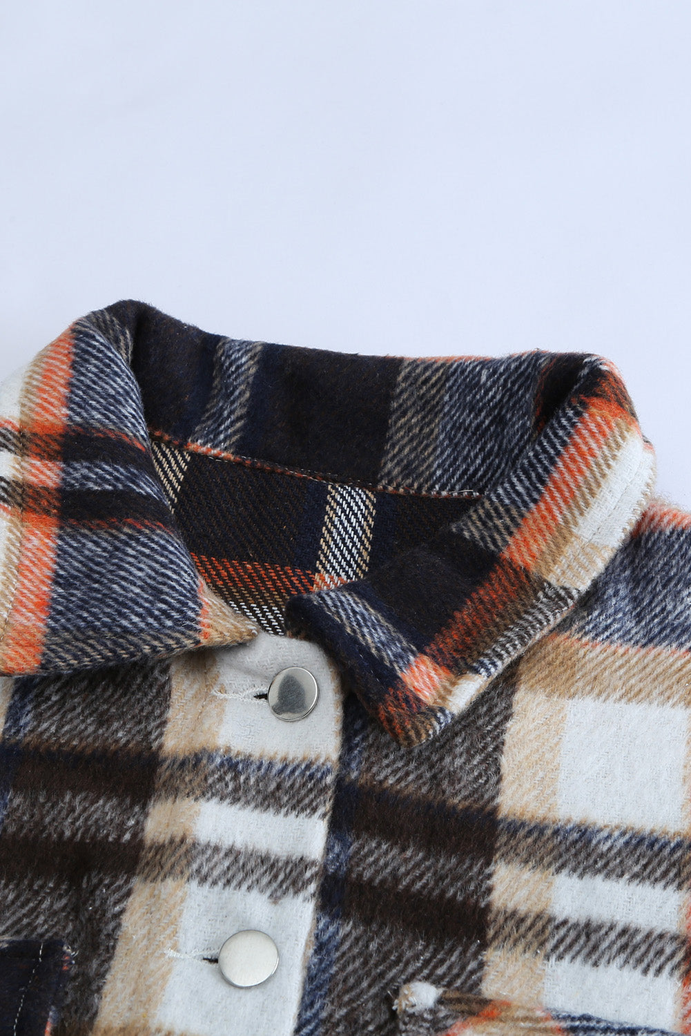 Geometric Plaid Print Pocketed Shacket Plaid Shackets JT's Designer Fashion