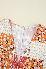 White Boho Patchwork Floral Open Front Kimono Kimonos JT's Designer Fashion