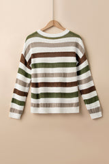 Stripe Crochet Hollow out Knit Sweater Sweaters & Cardigans JT's Designer Fashion