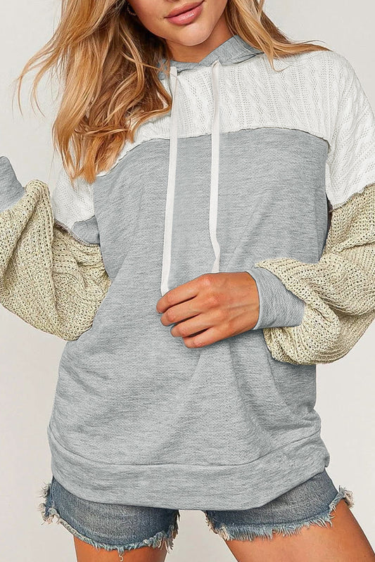 Gray Colorblock Patchwork Pullover Hoodie Sweatshirts & Hoodies JT's Designer Fashion