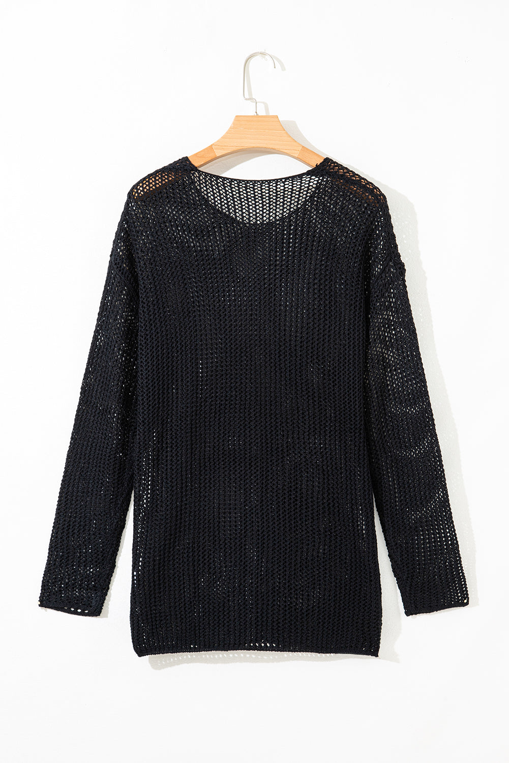 Black Crochet Hollow-out Jumper Top Sweater Sweaters JT's Designer Fashion