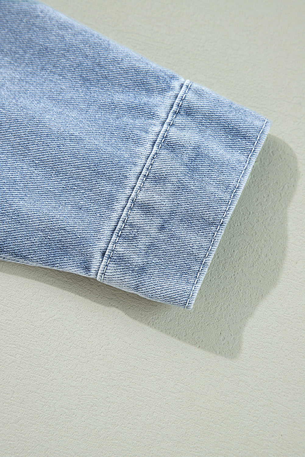 Beau Blue Ruffle Raw Hem Flap Pockets Denim Jacket Denim Jackets JT's Designer Fashion