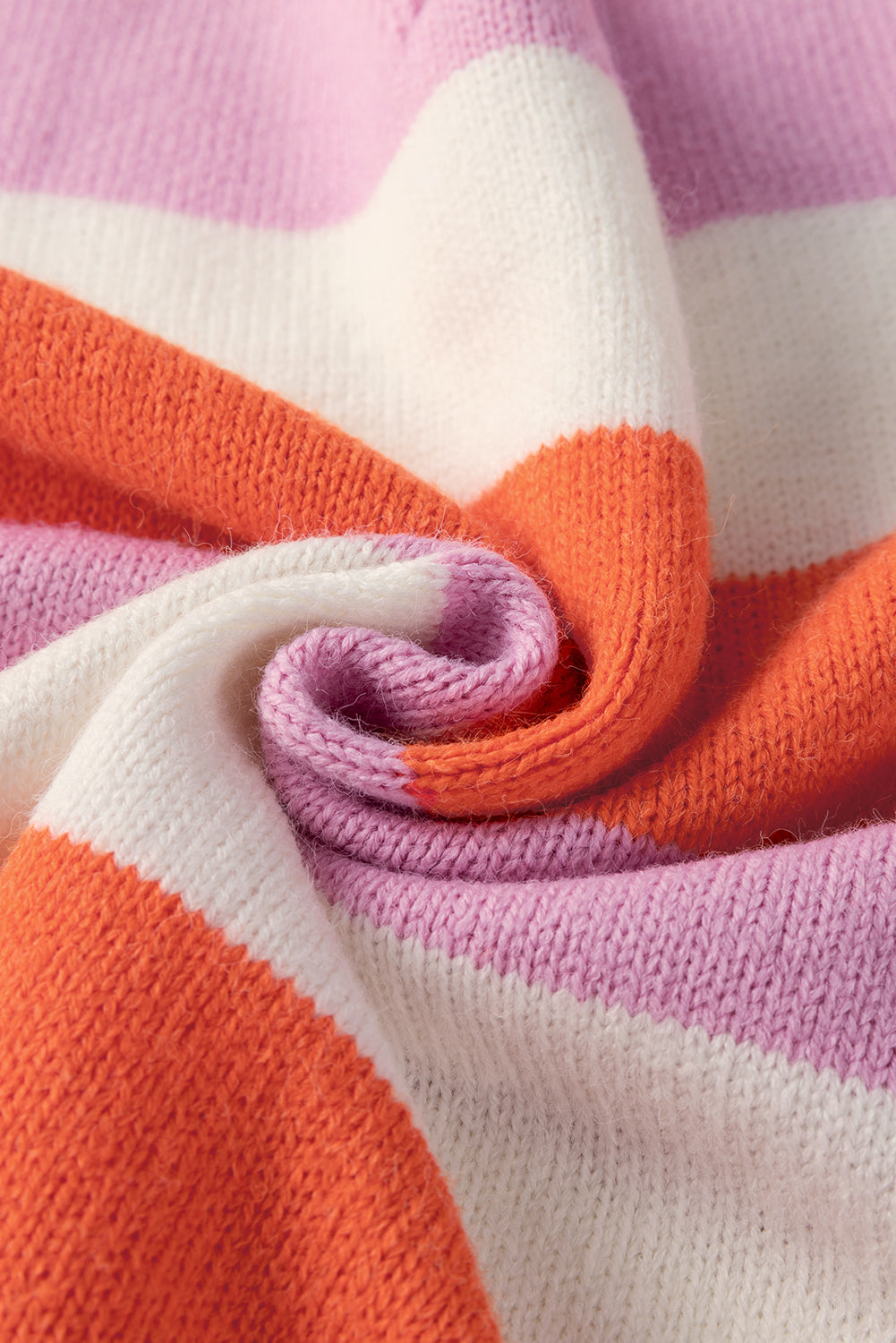 Orange Stripe Colorblock V Neck Casual Sweater Sweaters JT's Designer Fashion