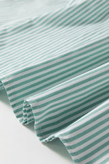 Green Stripe V Neck Roll Up Sleeve Pocket Patched Classic Shirt Blouses & Shirts JT's Designer Fashion