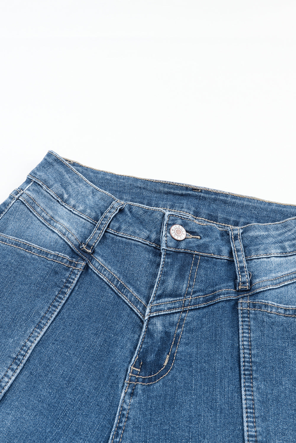 Blue High Waist Seam Stitching Pocket Flare Jeans Jeans JT's Designer Fashion