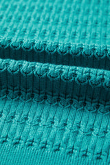 Sea Green Trendy Pattern Knit Ribbed Cuffs Crew Neck Sweater Sweaters JT's Designer Fashion