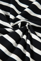 Black White Striped Short Sleeve Top and Shorts Set Short Sets JT's Designer Fashion