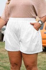 White Bow Decor Pockets Plus Size Shorts Plus Size Bottoms JT's Designer Fashion