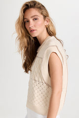 Beige Cable Knit Dolman Armholes Sweater Tank Sweaters & Cardigans JT's Designer Fashion