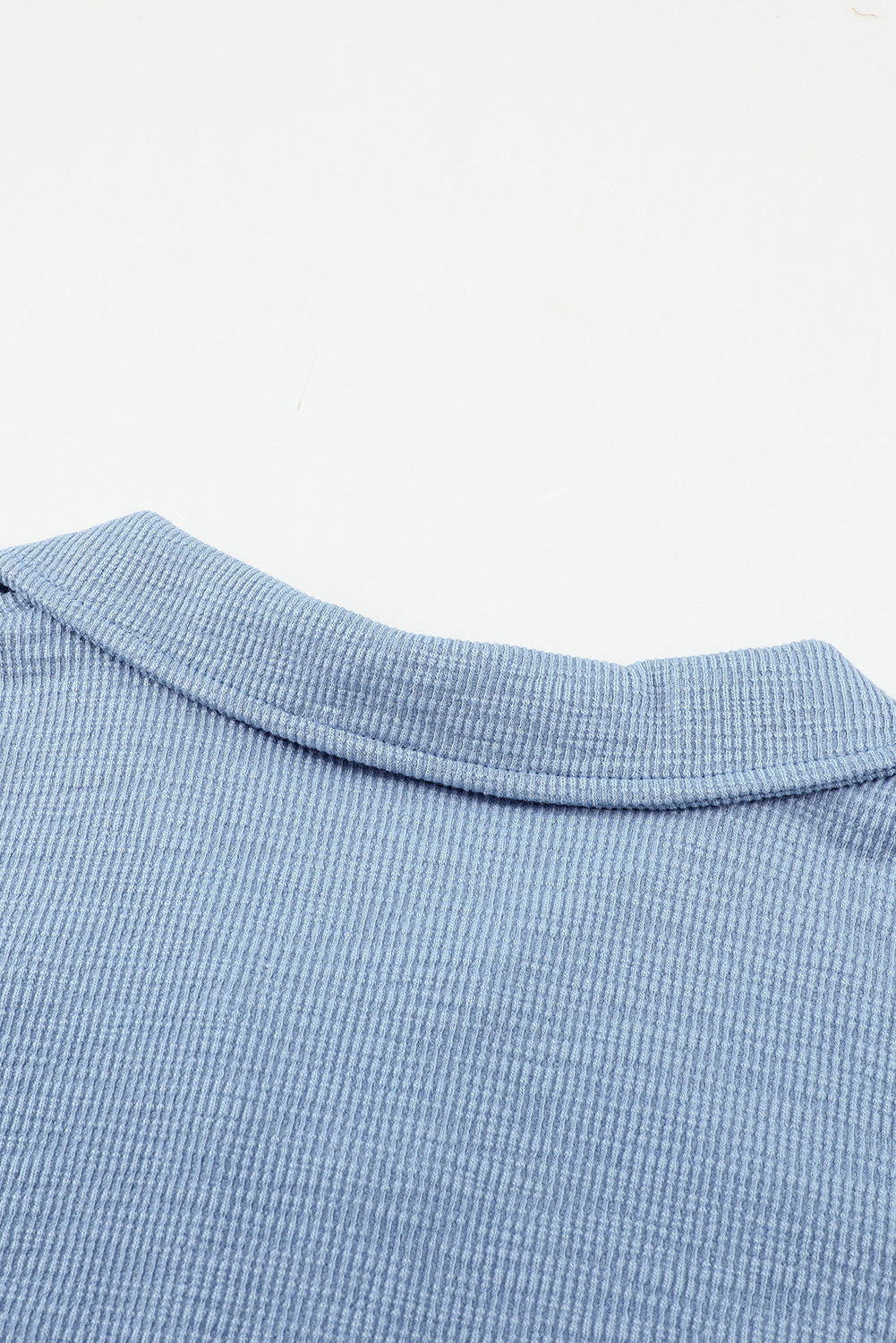 Sky Blue Button Front Turn-down Neck Knit Top Long Sleeve Tops JT's Designer Fashion