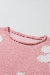 Multicolour Pearl Beaded Floral Drop Shoulder Sweater Sweaters JT's Designer Fashion
