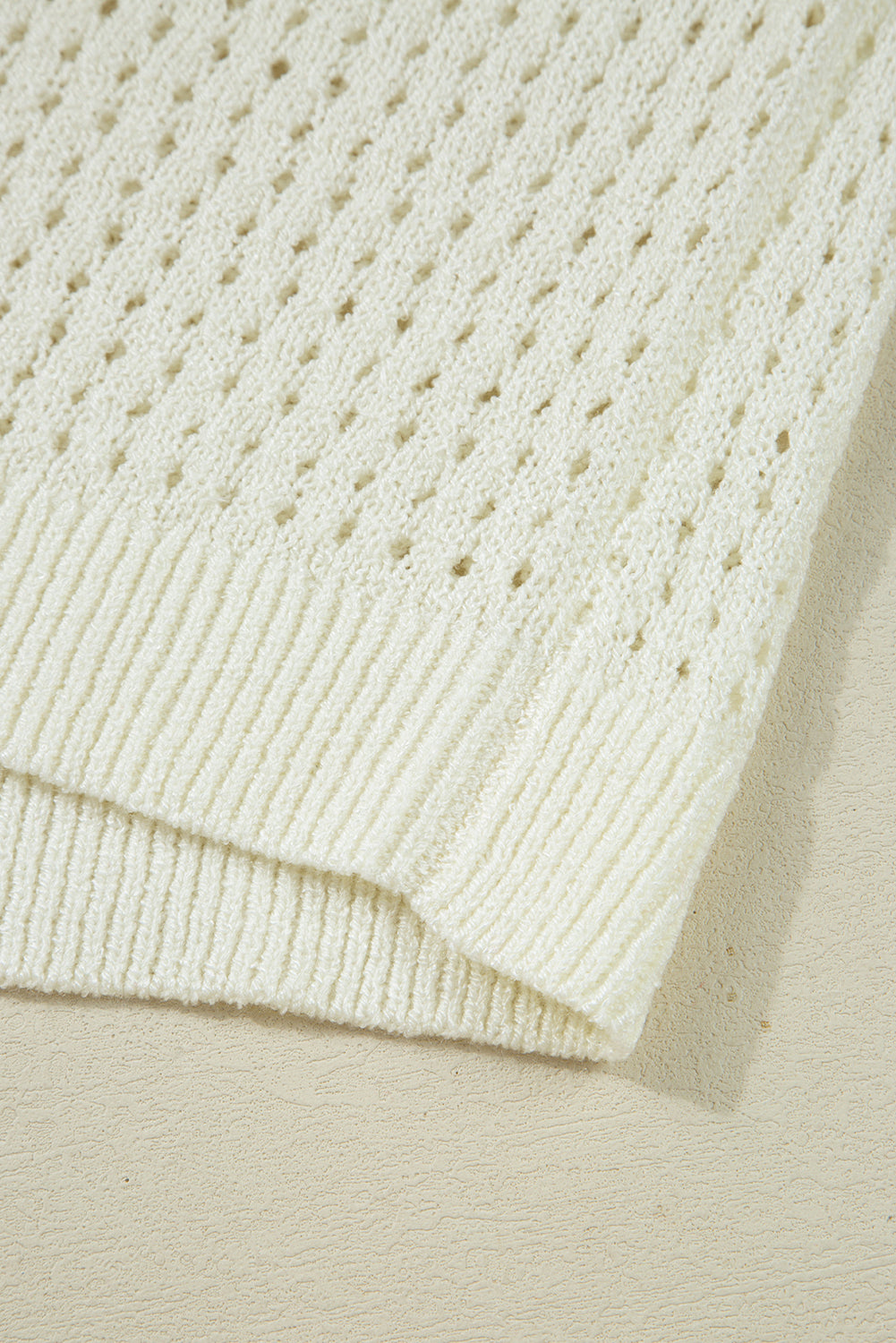White BEACH Hollow Out Knitted Lightweight Dolman Sweater Sweaters JT's Designer Fashion
