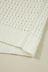 White BEACH Hollow Out Knitted Lightweight Dolman Sweater Sweaters JT's Designer Fashion