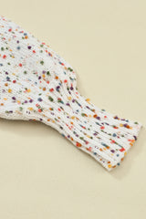 Beige Colorful Confetti Dots Cable Knit Crew Neck Sweater Sweaters JT's Designer Fashion