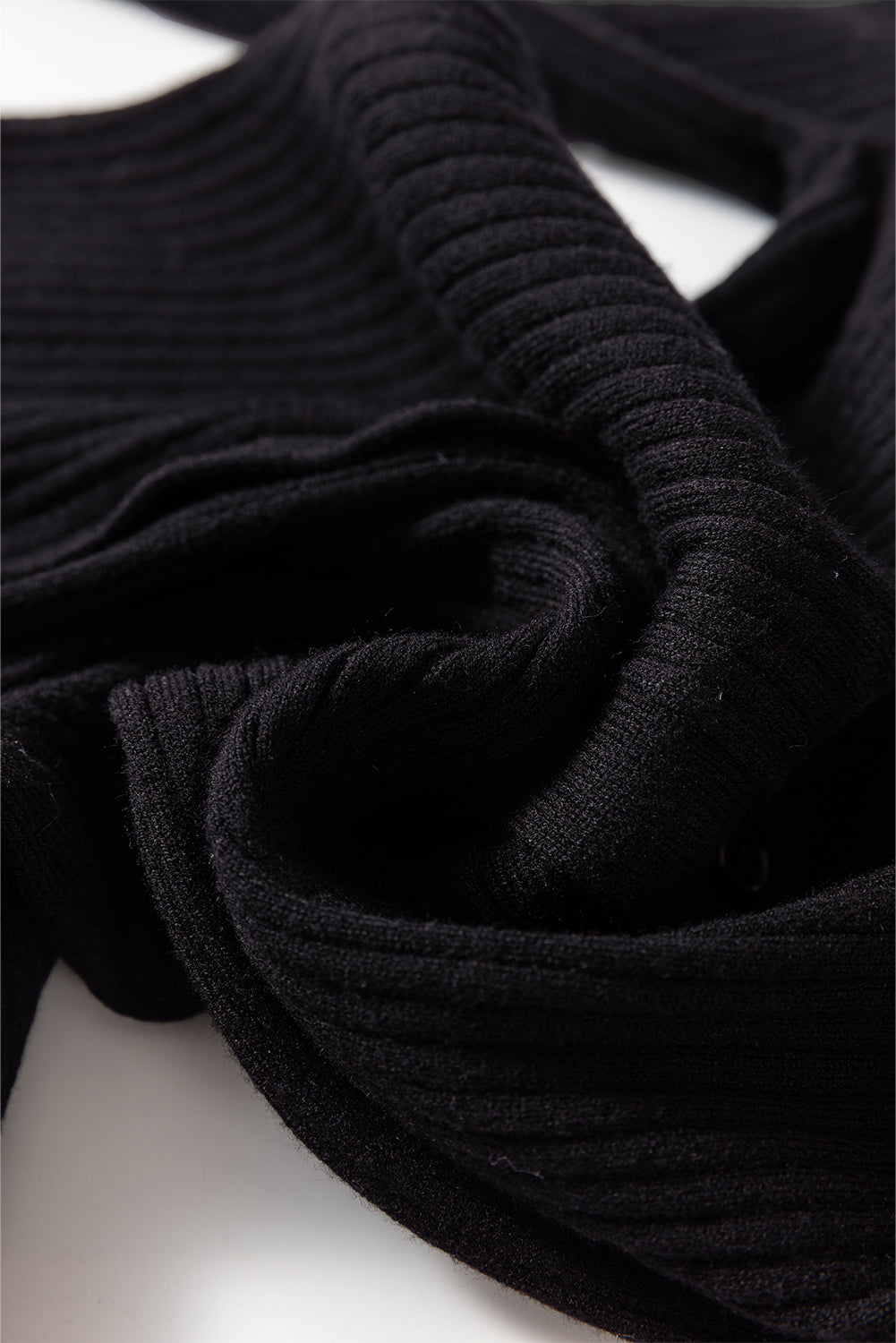 Black Ribbed Knit Collared Slim Fit Sweater Cardigan Cardigans JT's Designer Fashion