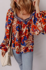 Multicolour Floral Print Square Neck Backless Loose Fit Blouse Blouses & Shirts JT's Designer Fashion