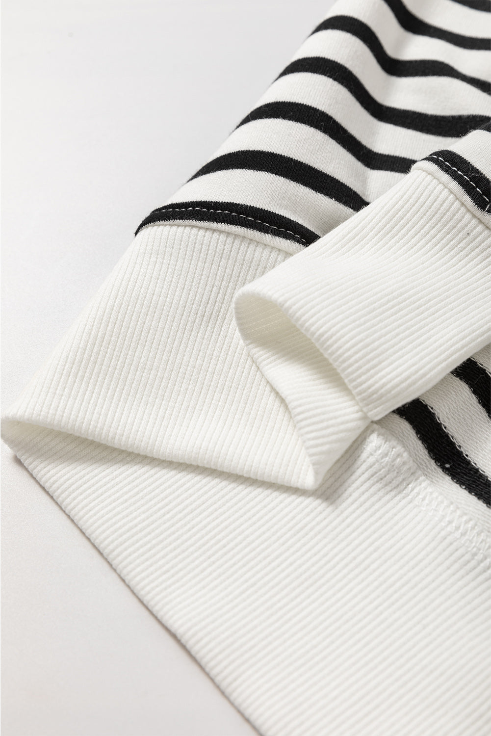 Black Stripe Raglan Sleeve Side Slits Loose Sweatshirt Sweatshirts & Hoodies JT's Designer Fashion