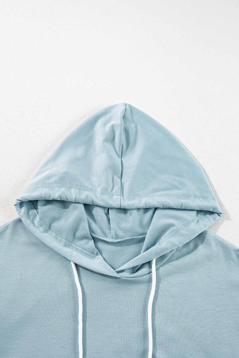 Iceland Blue Solid Ruffled Hem Loose Fit Tunic Hoodie Sweatshirts & Hoodies JT's Designer Fashion