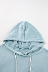 Iceland Blue Solid Ruffled Hem Loose Fit Tunic Hoodie Sweatshirts & Hoodies JT's Designer Fashion