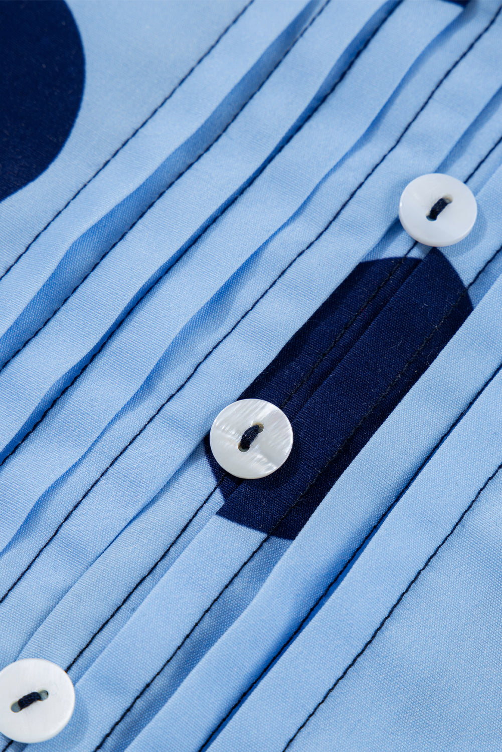 Sky Blue Polka Dot Print Ruffled Short Sleeve Buttoned Collared Blouse Blouses & Shirts JT's Designer Fashion
