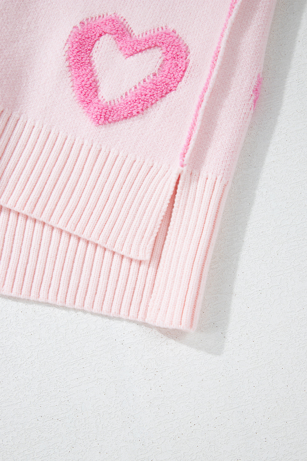 Pink Heart Shape Bubble Sleeve Baggy Sweater Sweaters JT's Designer Fashion